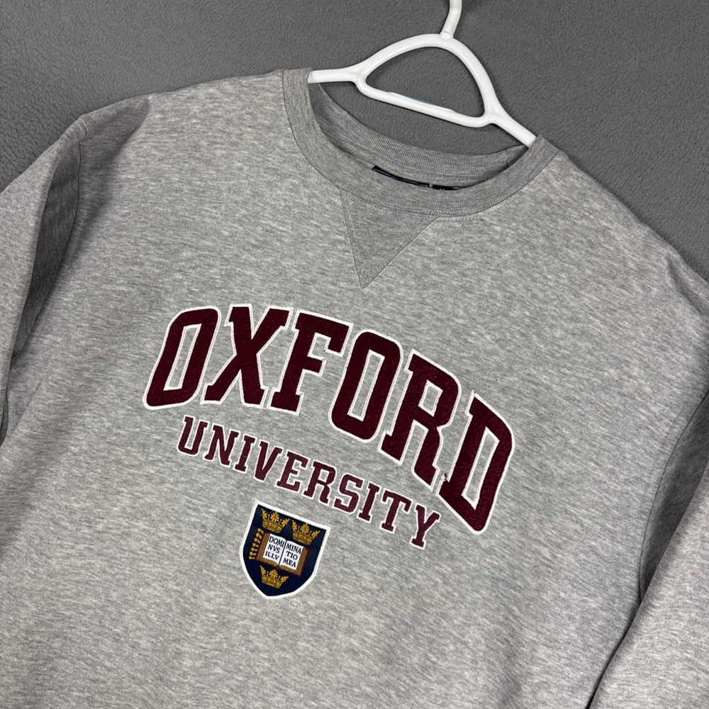 Oxford University Sweatshirt Mens Medium Gray Heathered Collegiate Crewneck Y2K
